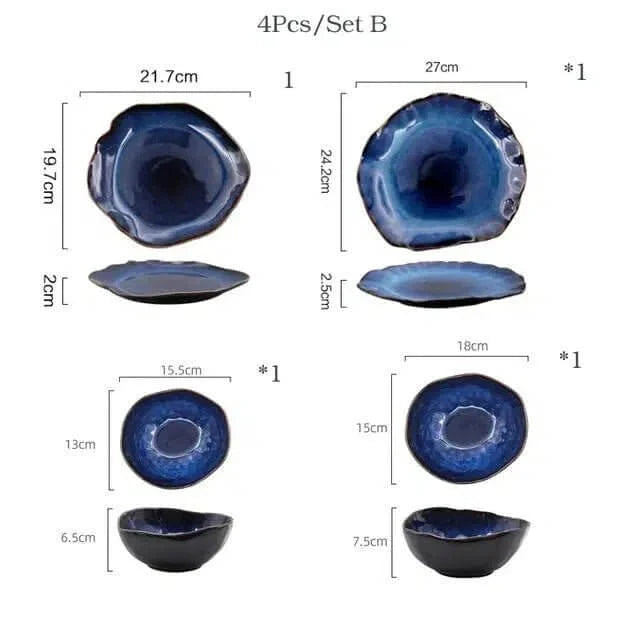 Blue Colour Ceramics Irregular Shape Dinner Sets – alternate view 6