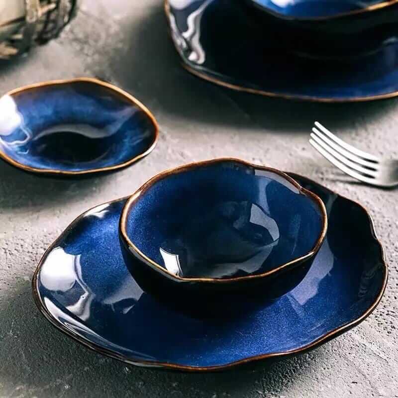 Blue Colour Ceramics Irregular Shape Dinner Sets – alternate view 2
