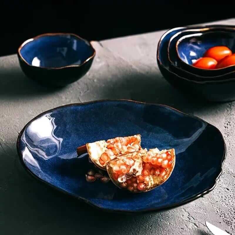 Blue Colour Ceramics Irregular Shape Dinner Sets – alternate view 3