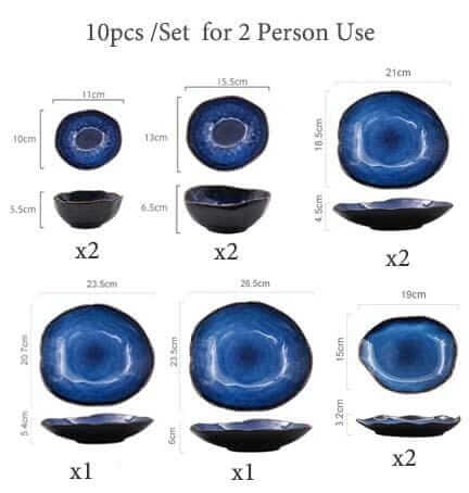 Blue Colour Ceramics Irregular Shape Dinner Sets – alternate view 7