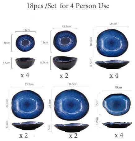 Blue Colour Ceramics Irregular Shape Dinner Sets – alternate view 8