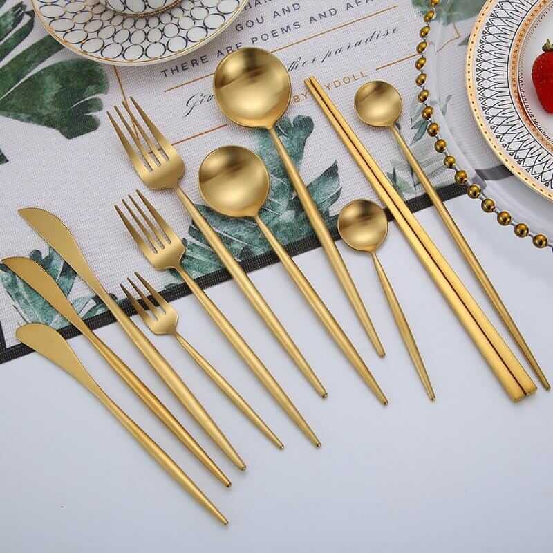 Brushed Gold Cutlery Set
