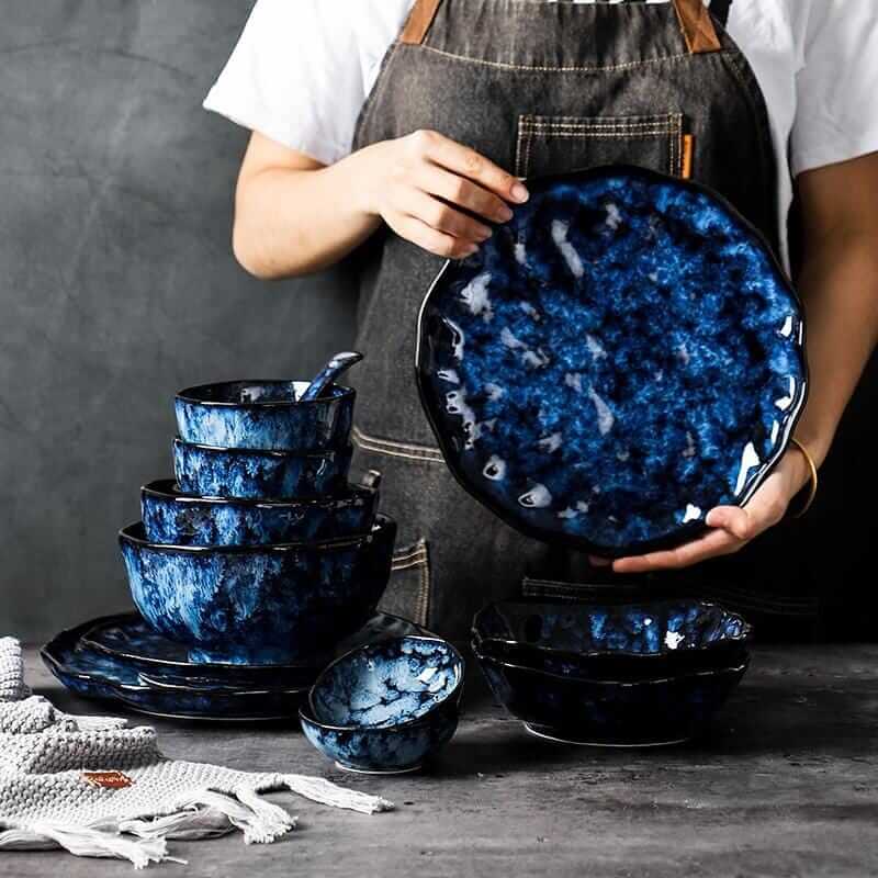 Cat Blue Japanese Style Tableware