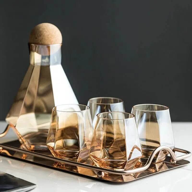 Hexagonal Glass Pitcher Set