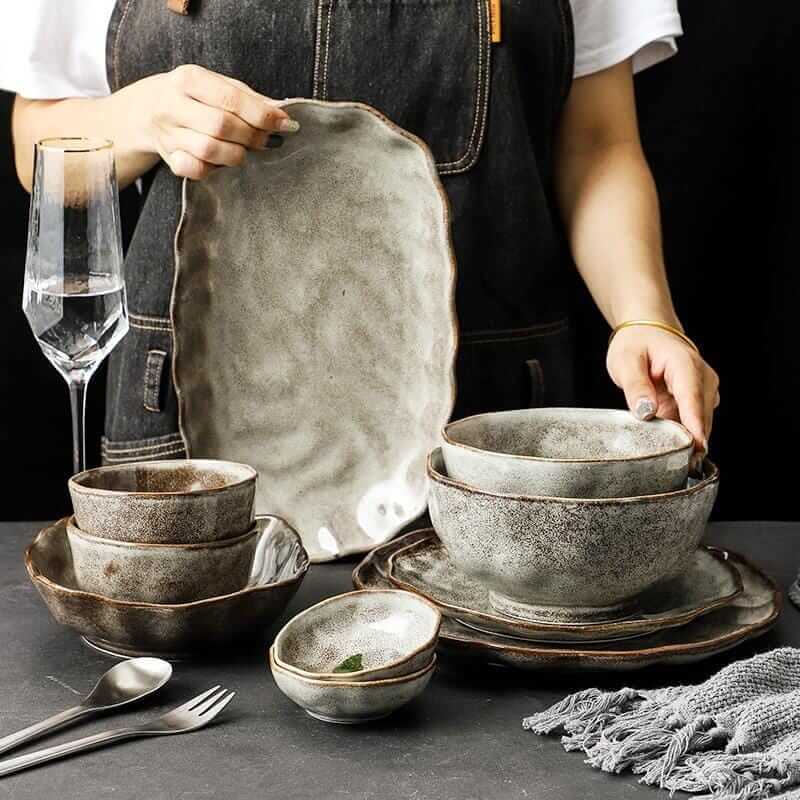 Irregular Stone Grain Bowls & Plates
