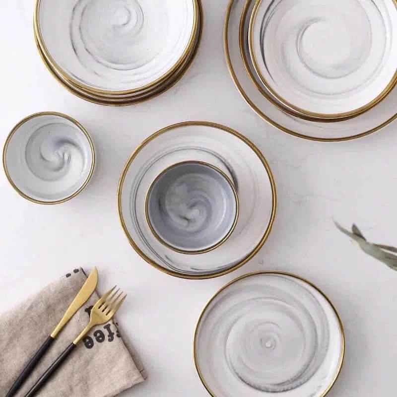 Marble Pattern Porcelain Plate Set – alternate view 4