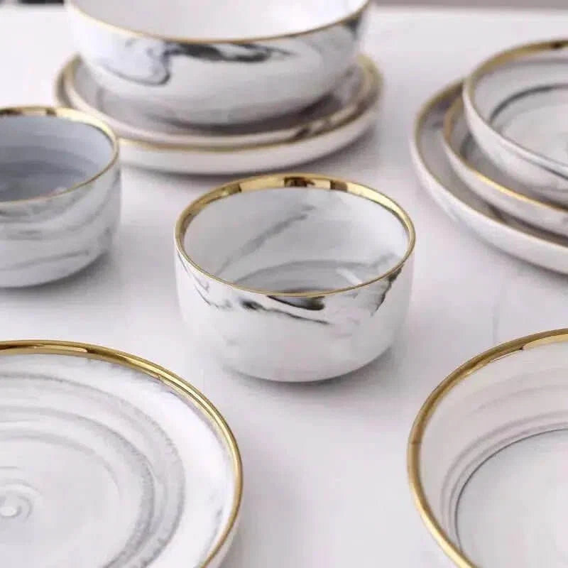Marble Pattern Porcelain Plate Set – alternate view 2