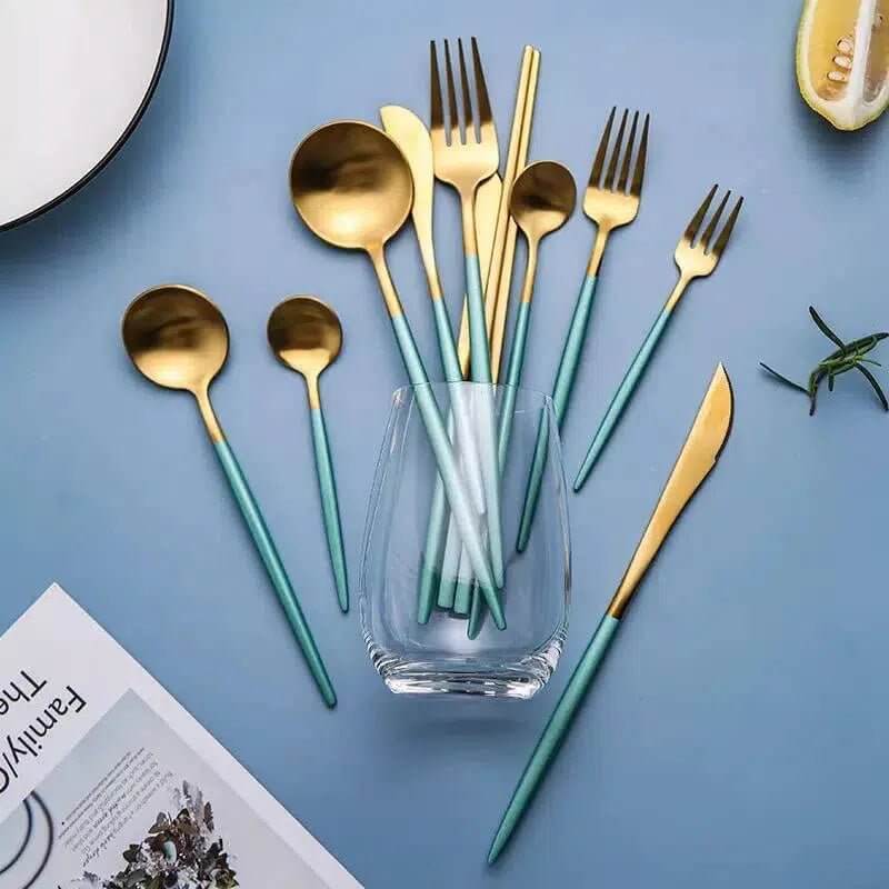 Mint Green & Gold Cutlery Set – alternate view 5