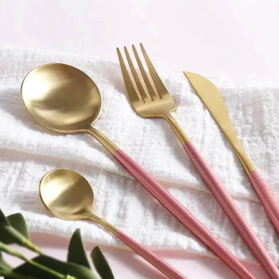 Pink & Gold Cutlery Set